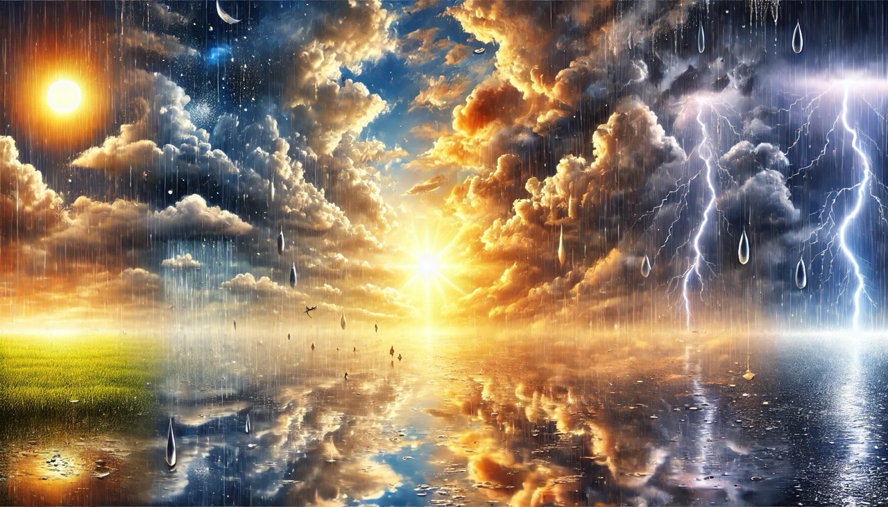 Das Bild zeigt verschiedene Wettersituationen in einem Bild.